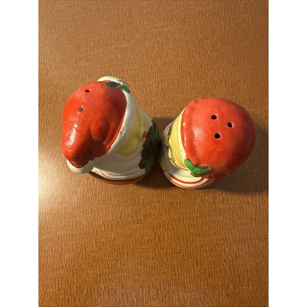 Vintage MR & MRS SANTA SALT & PEPPER SHAKERS‎ HOLDING TEDDY BEAR & MOUSE CERAMIC
